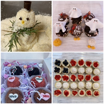 Seasonal - Winter Cheesecake Snowman, Cheesecake Bites with Halloween Decorations, Valentine's Day Truffles, 4th of July 30 Bites in the shape of US of A Flag