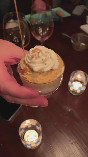 
            
                Load and play video in Gallery viewer, Pumpkin Swirl or Sweet Potato Cheesecake Fluff Piled Into a 4oz Disposable Cup
            
        
